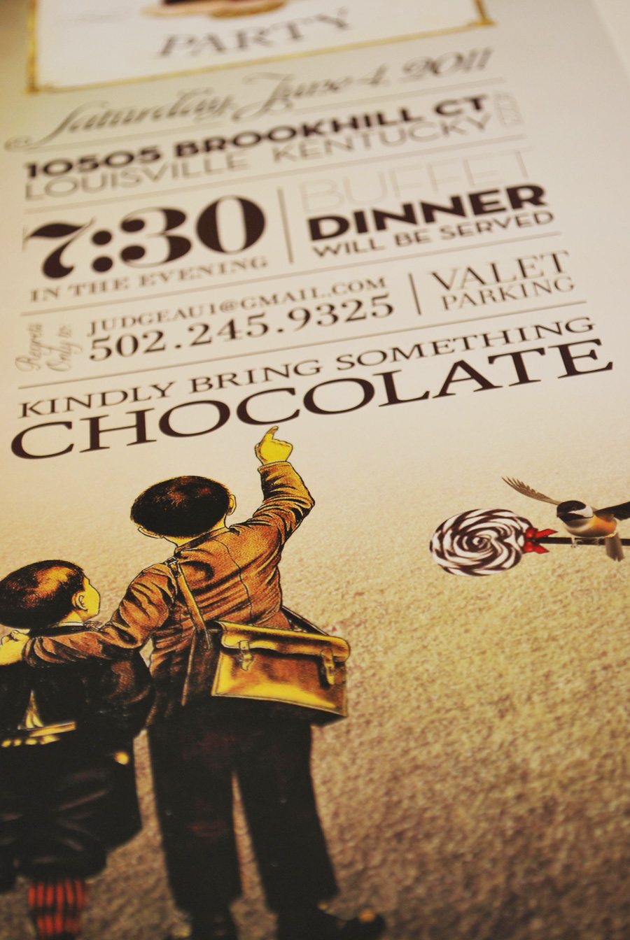 Chocolate Wonderland Chocolate Party Invitation Design Studio Louisville, KY