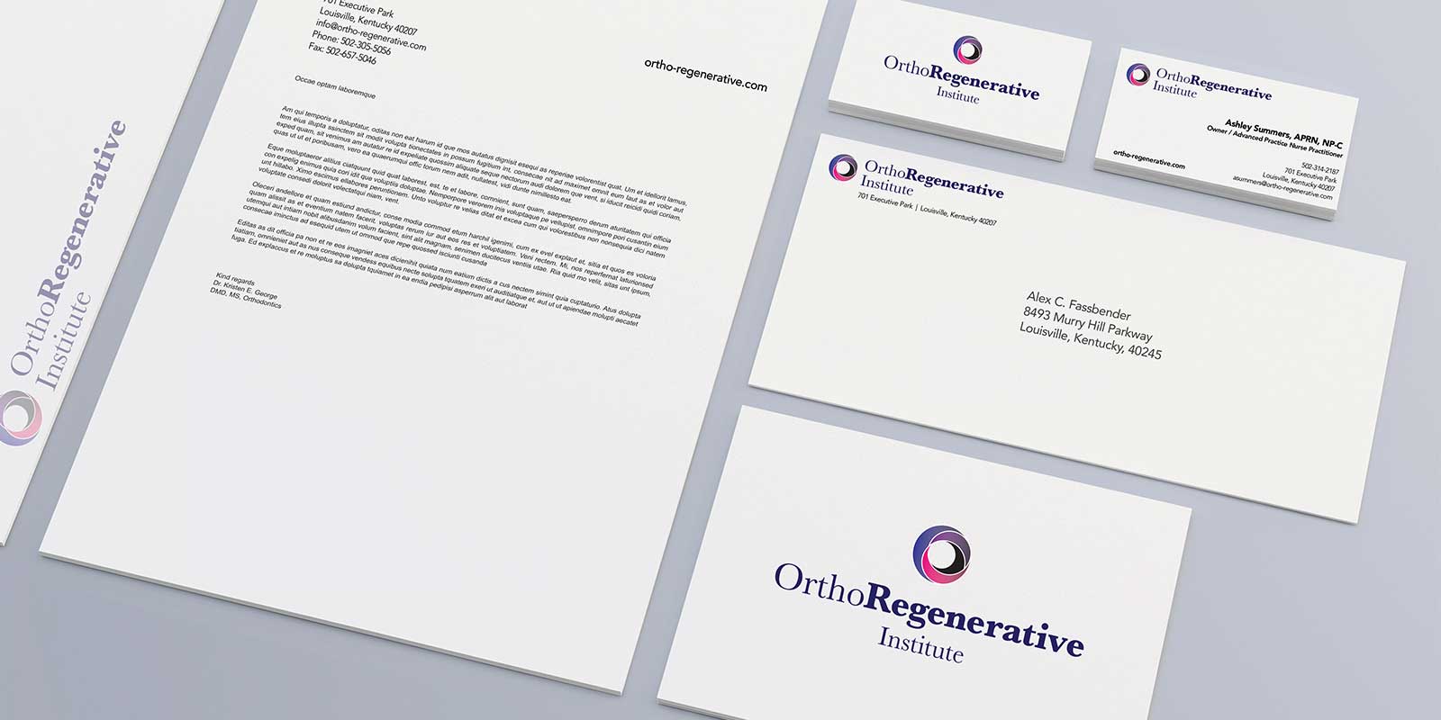 OrthoRegenerative Institute Brand Collateral by Gold Creative Design in Louisville, KY - Stationary Set